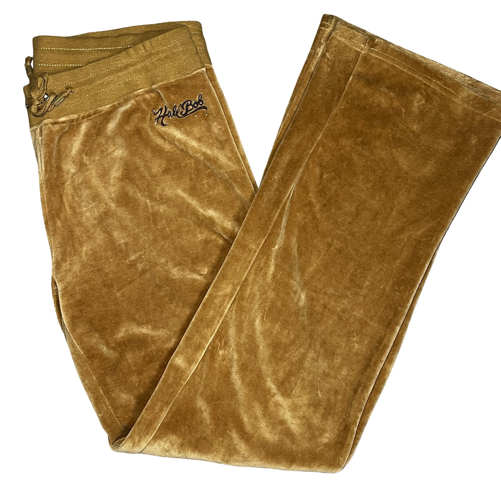 Hale‎ Bob Pants Womens XL Velour Lounge Flare Drawstring Rhinestone Embellished
